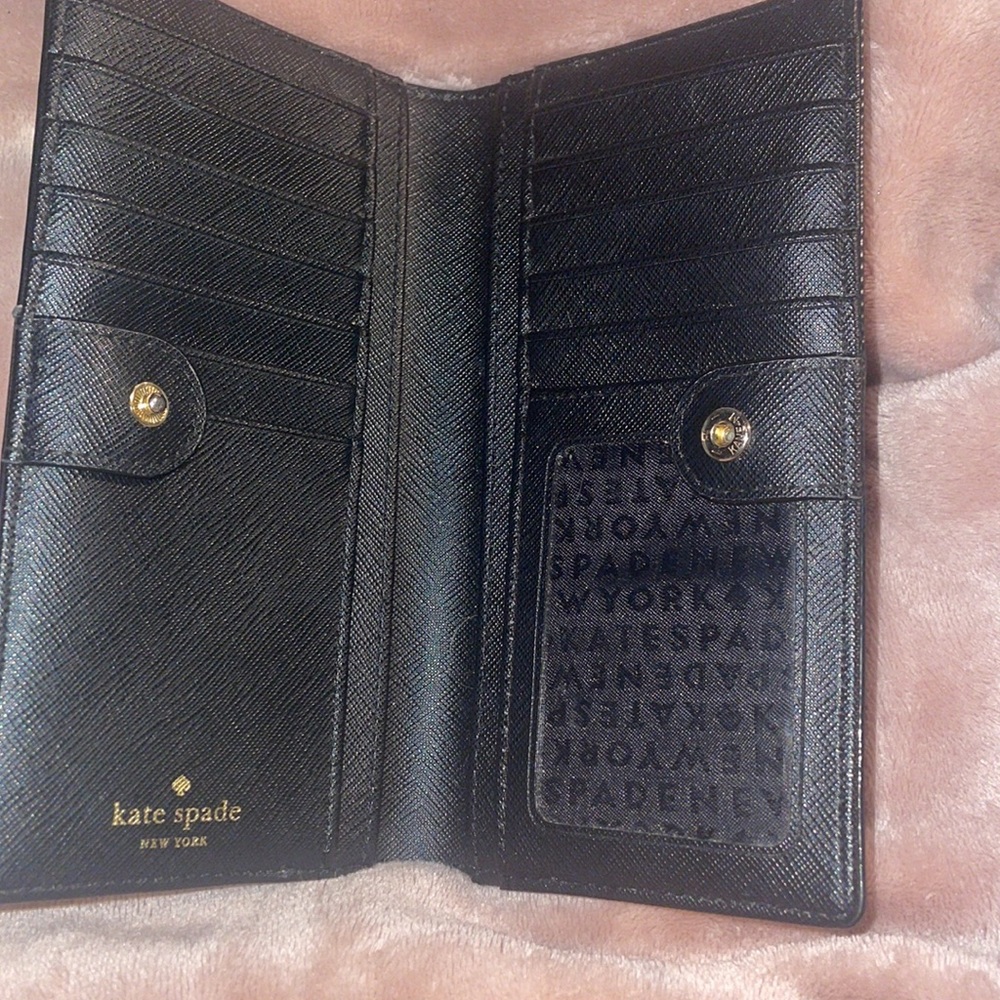 Kate Spade Large Slim Bifold Wallet - mauve/muted pink and black - Picture 9 of 15